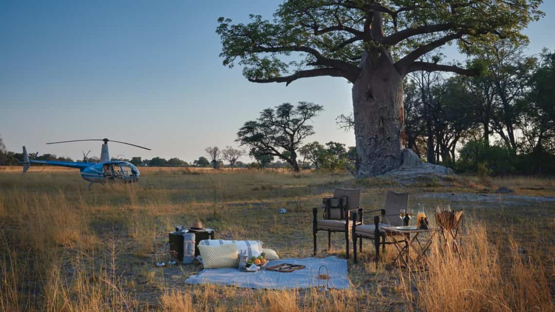 Helikopter Ausflug  mit Frühstück in der Natur Belmond Eagle Island Lodge, Okavango Delta