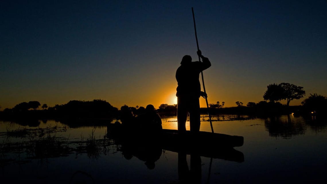 Abends beleuchtetes Zelt Zarafa Camp, Linyanti