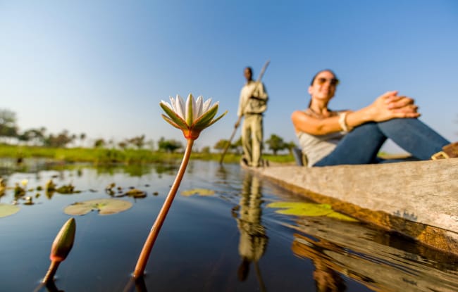 Mokoro Ausflug Odballs Camp im Okavango Delta in Botswana