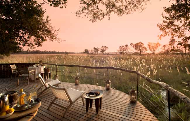 Sonnenuntergang im Okavango Delta Sandibe Okavango Safari Lodge, Botswana